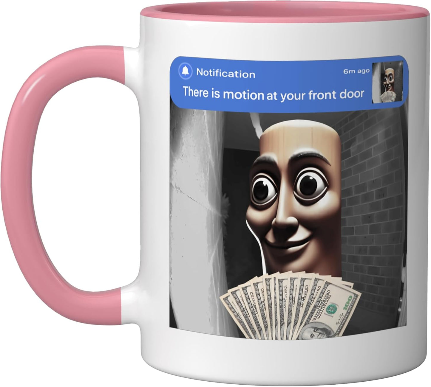 Taza Cerámica Tung Tung Sahur Meme Rosa/Blanca