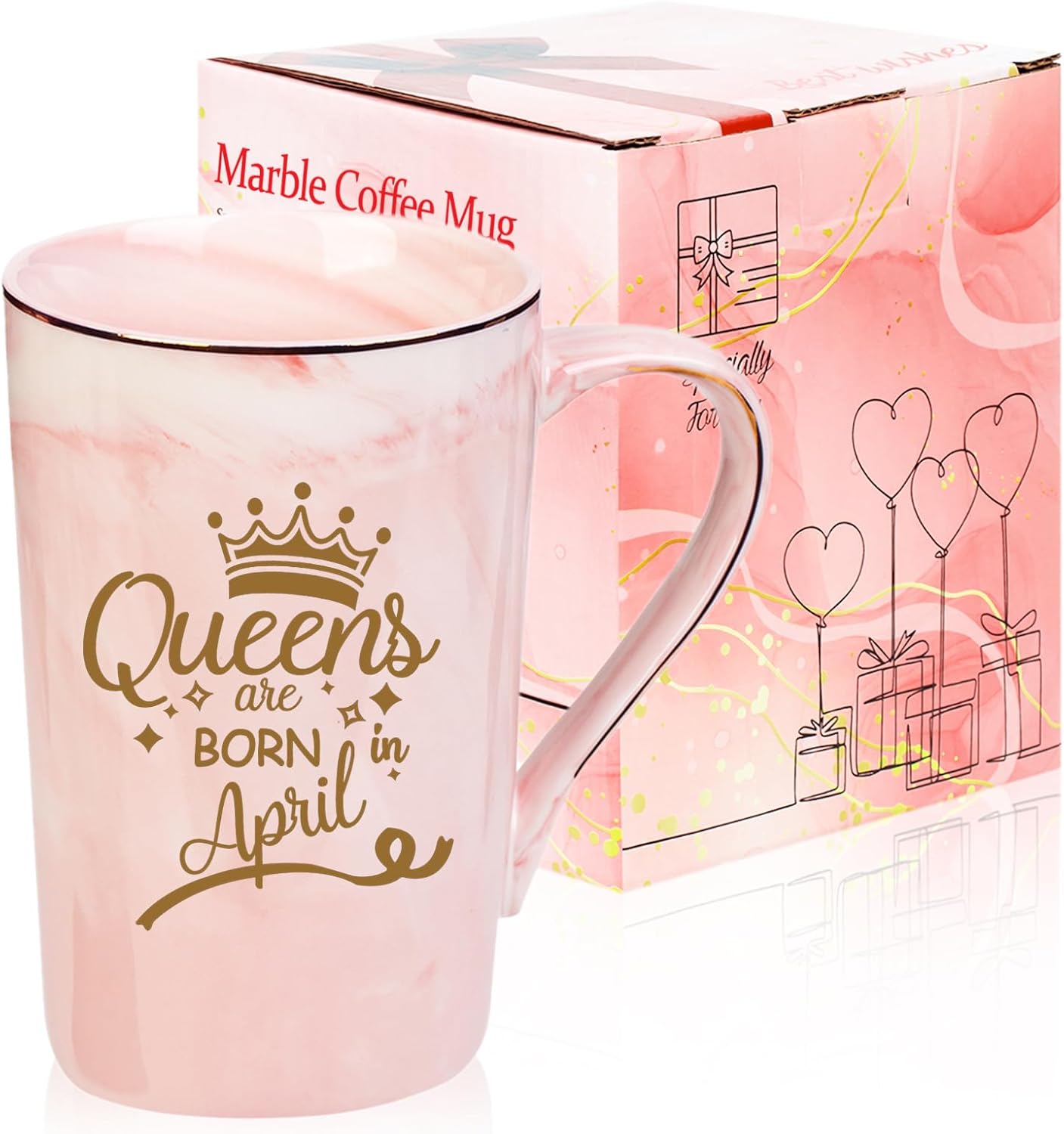 Taza rosa 14oz regalo cumpleaños mujer abril