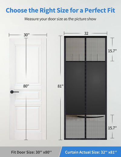 Puerta mosquitera magnética con privacidad malla PET 30x80pulg