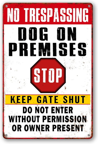 Letrero metal Beware Dog 12x8pulg