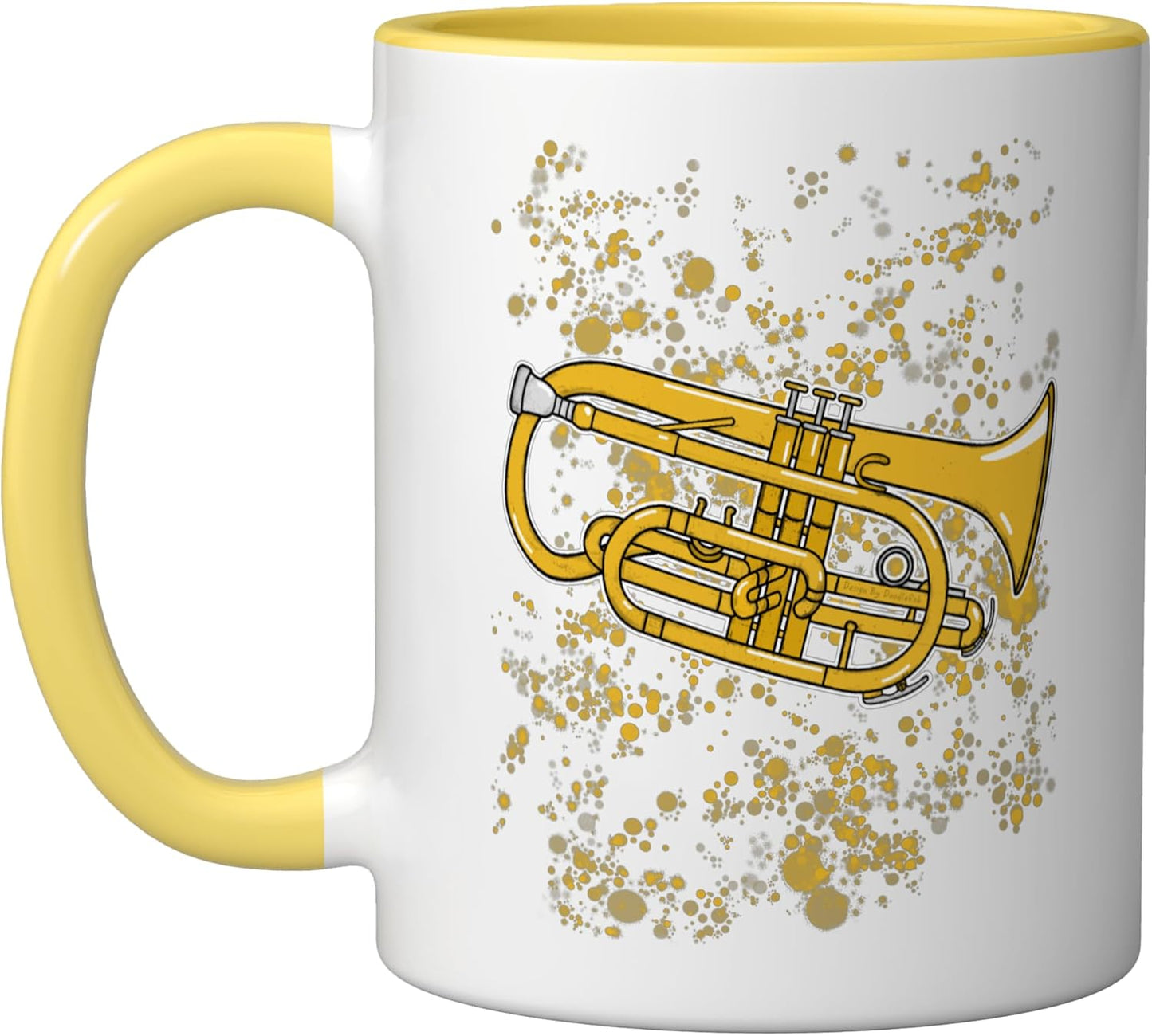 Taza Cerámica para Cornetista de Bambú Amarillo/Blanco