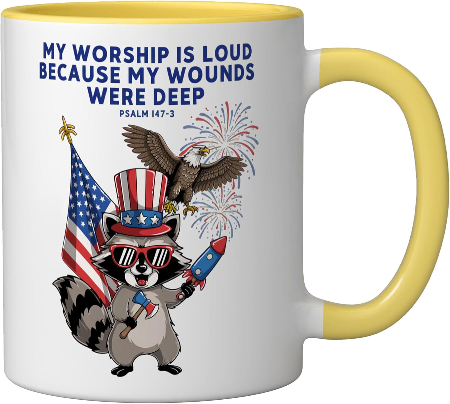 Taza Cerámica Psalmo 147:3 Amarillo/Blanco