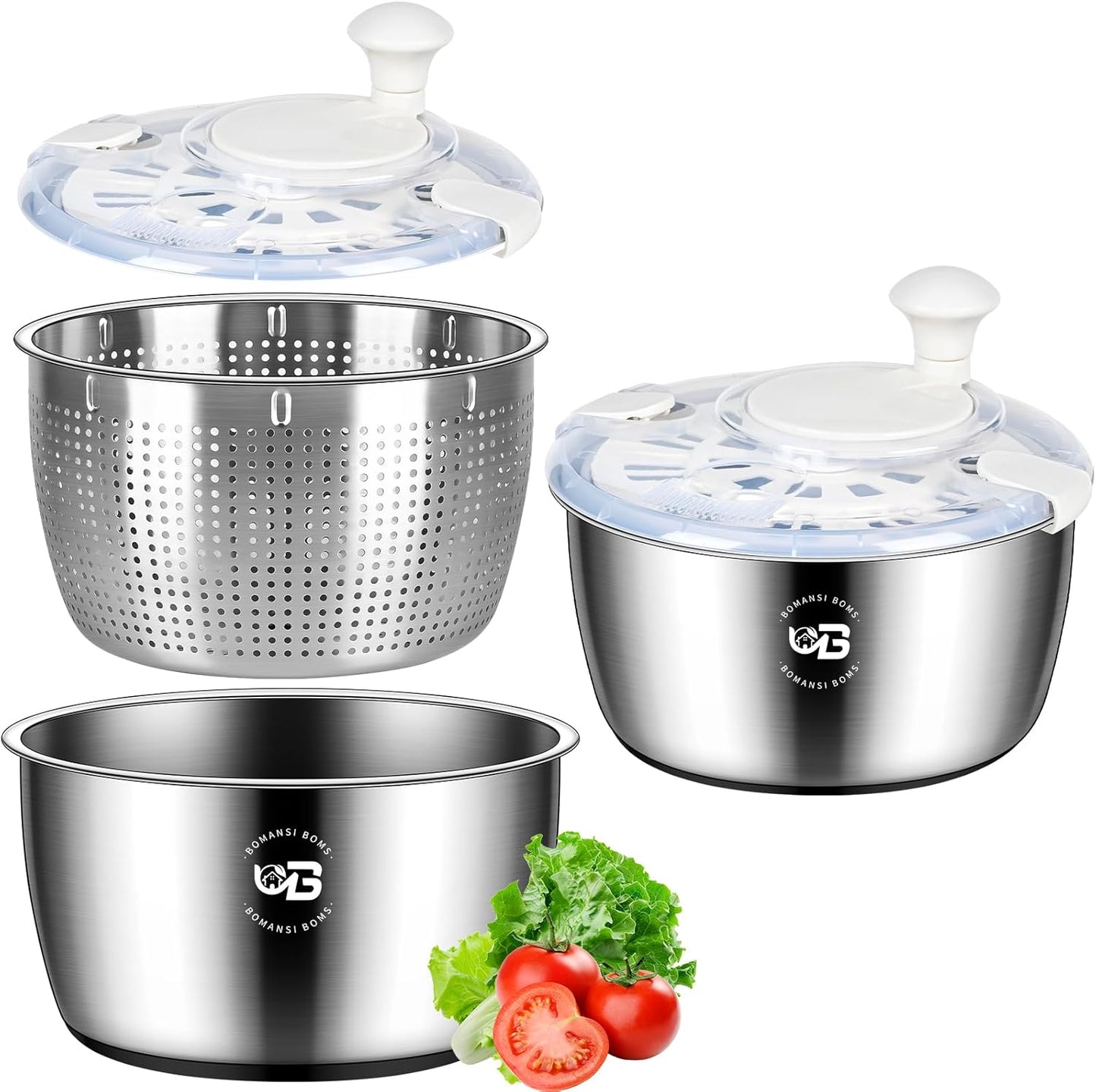 Molinillo de ensalada de acero inoxidable grande para verduras y frutas