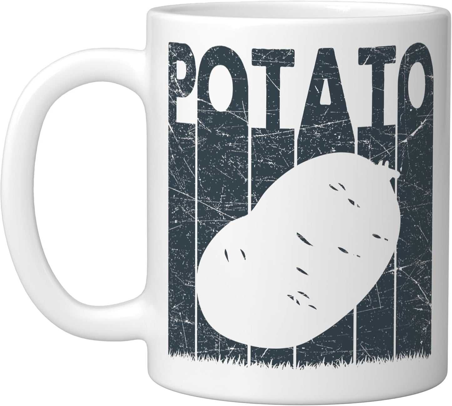 Taza Cerámica Vintage con Dibujo de Tubérculo Blanco
