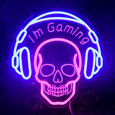 Letrero neón calavera auricular USB para juego