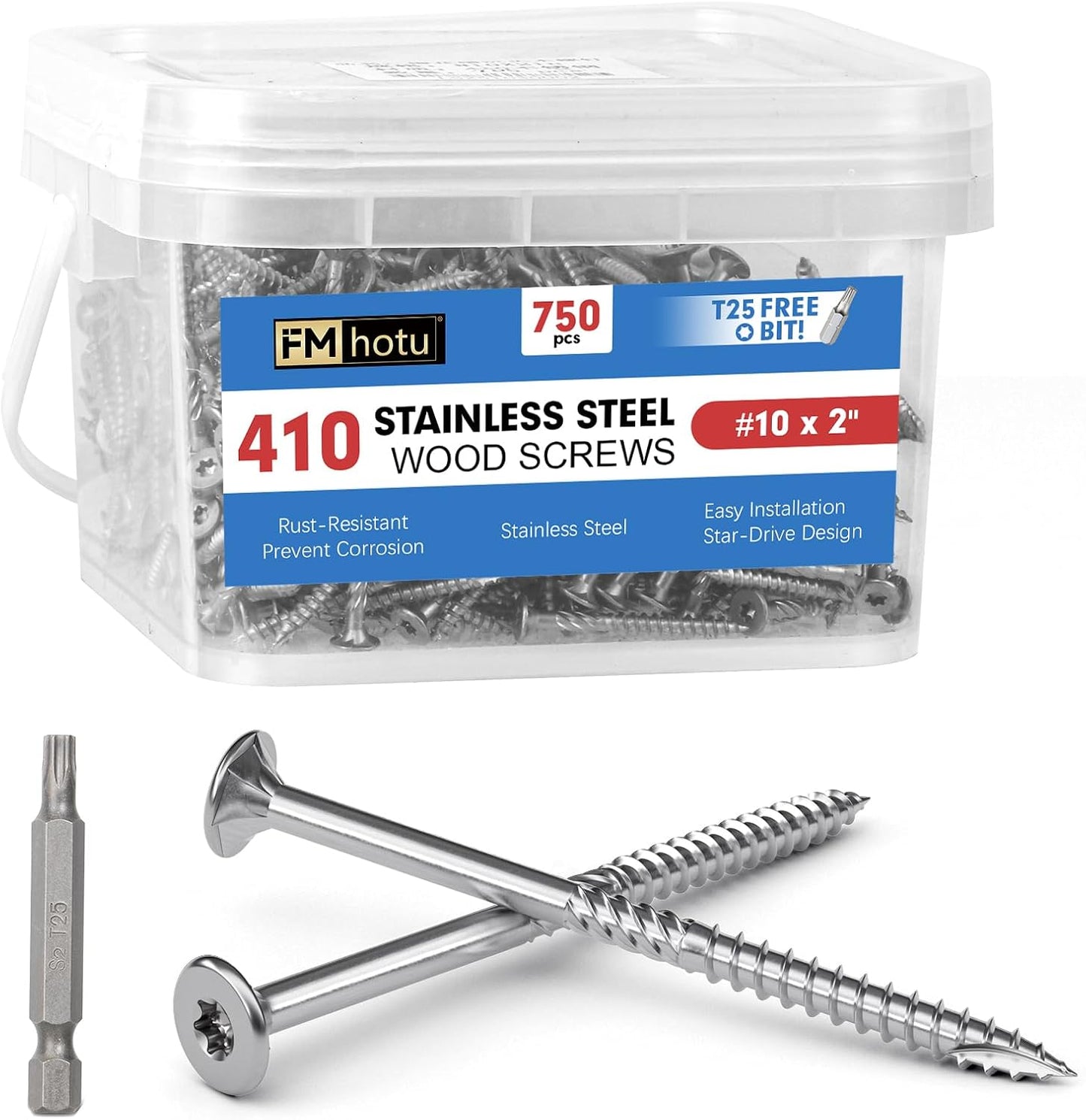 Tornillos acero inox 410 #10x2pulg 750pzas T25 madera