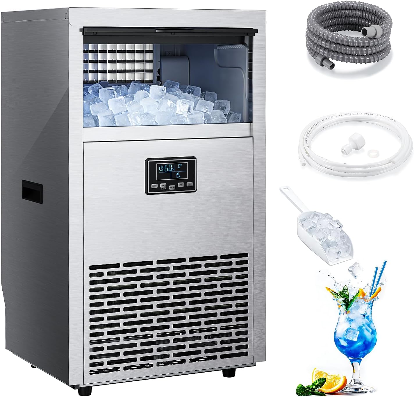 Máquina de hielo comercial Kismile 100 lb/24h acero inoxidable 304