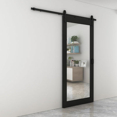 Puerta corrediza granero MDF negro 36x84pulg con kit