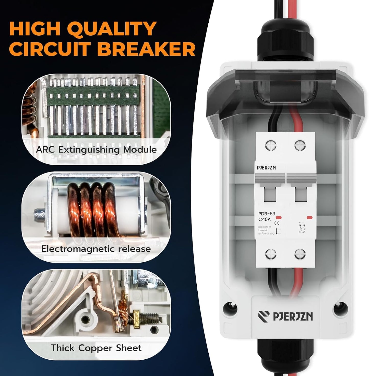 Interruptor desconexión solar 10-60A 1000V cubierta mejorada