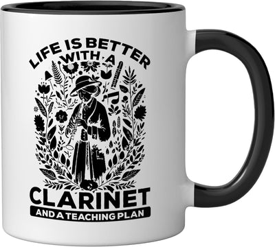 Taza Cerámica para Clarinete Negro/Blanco