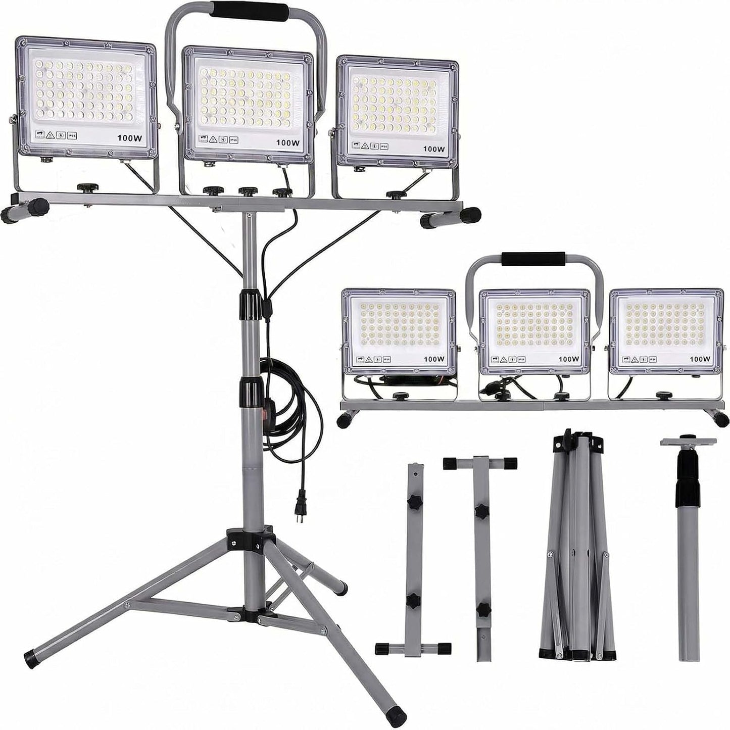 Lámpara trabajo LED 30000 lúmenes soporte trípode plegable