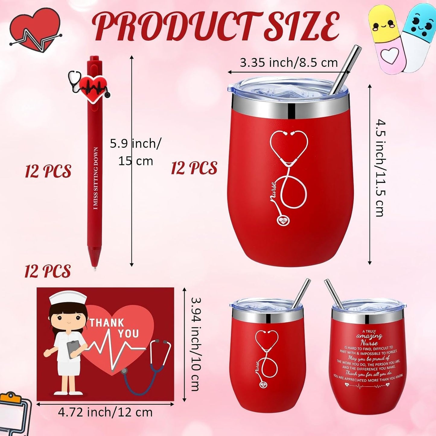 72 Pzas Regalos para Enfermeras Vasos de Vino
