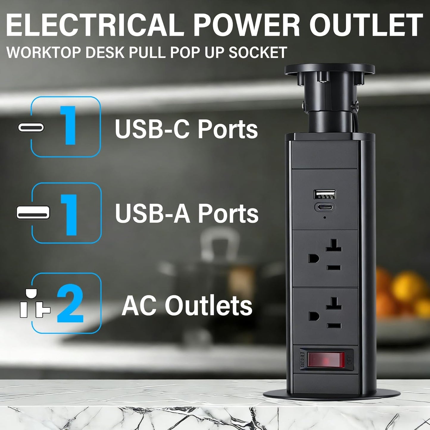 Enchufe USB emergente con 2 enchufes CA y USB-C 5.5pies NEMA