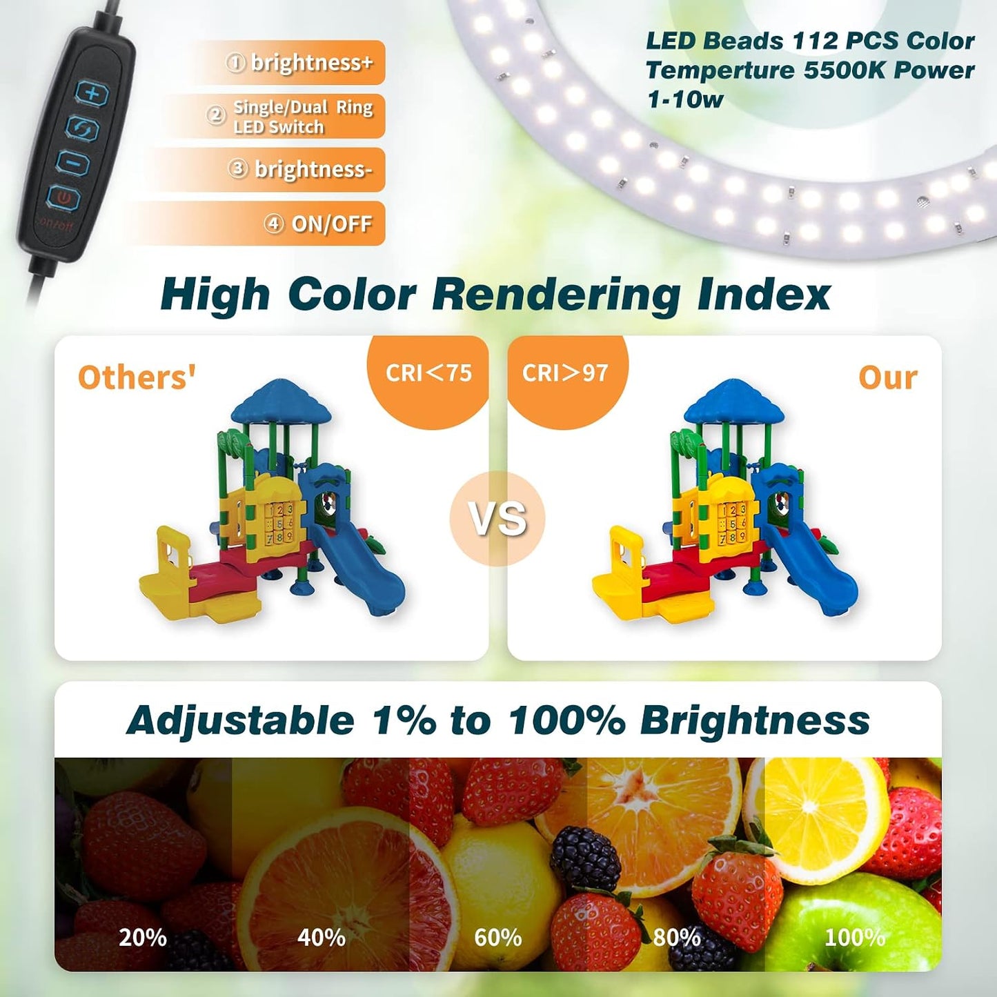 Caja luz plegable anillo LED 6 colores USB estudio fotográfico
