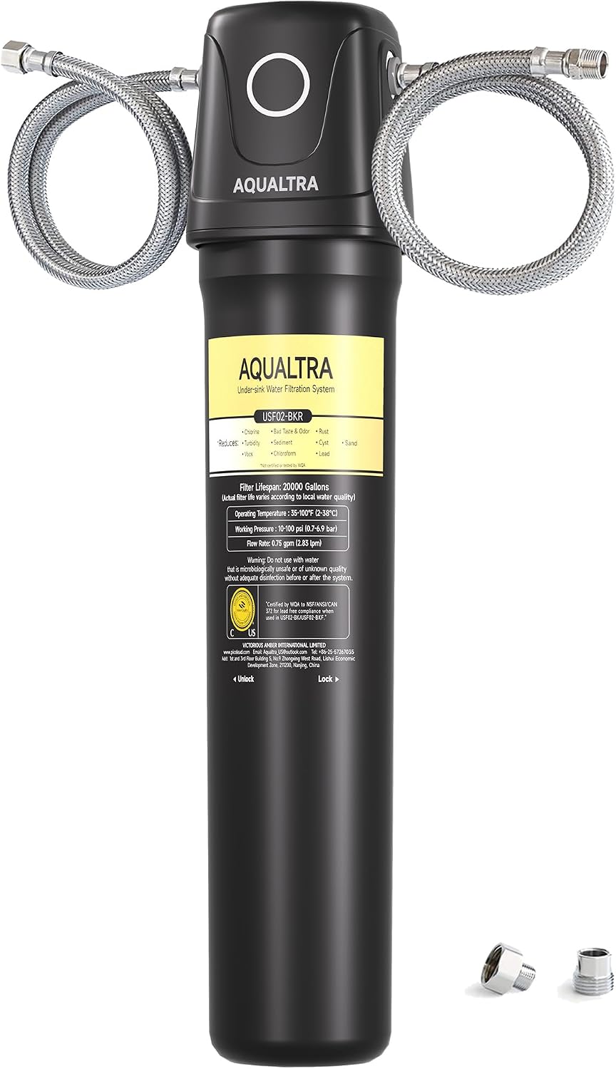 Sistema filtro agua fregadero 20K galones fibra carbono 0.5μm NSF