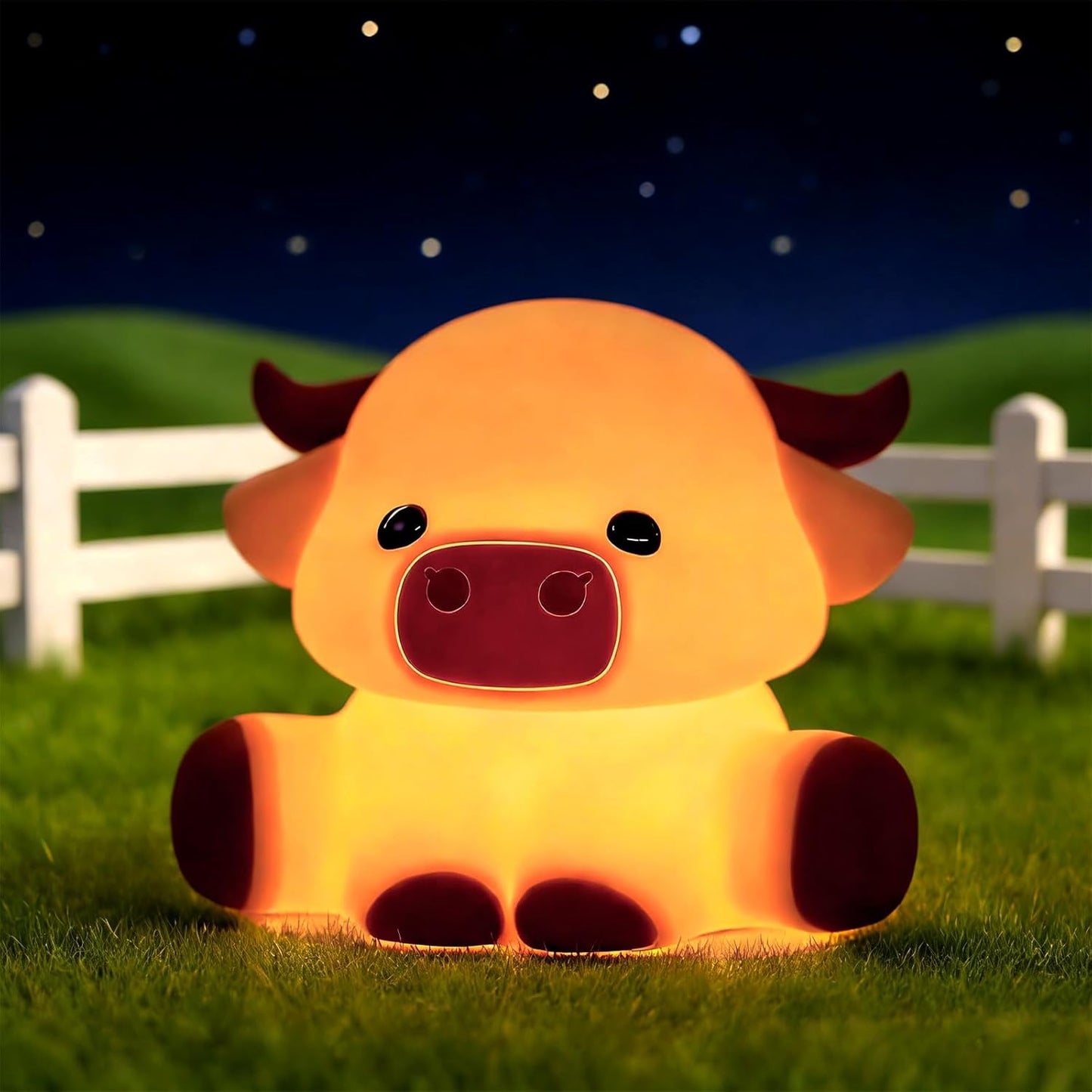 Luz Nocturna Silicona Vaca Highland Regulable Bebé
