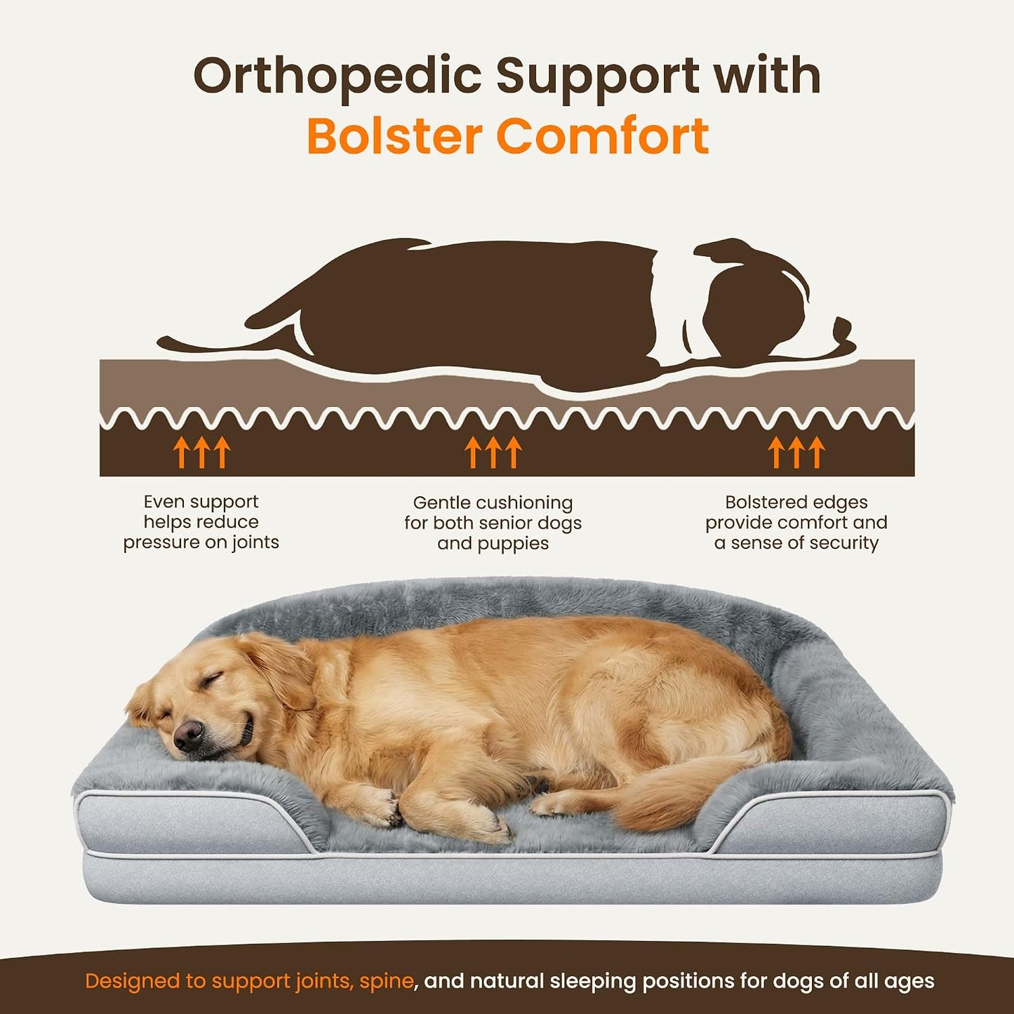 Cama ortopédica perros grandes 45x30pulg espuma viscoelástica