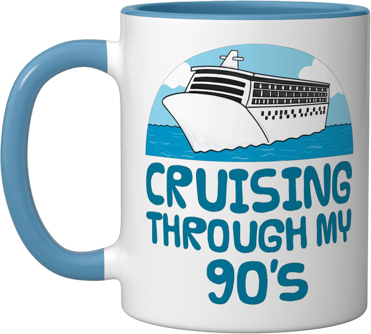Taza cerámica para cumpleaños 90 crucero azul/blanco