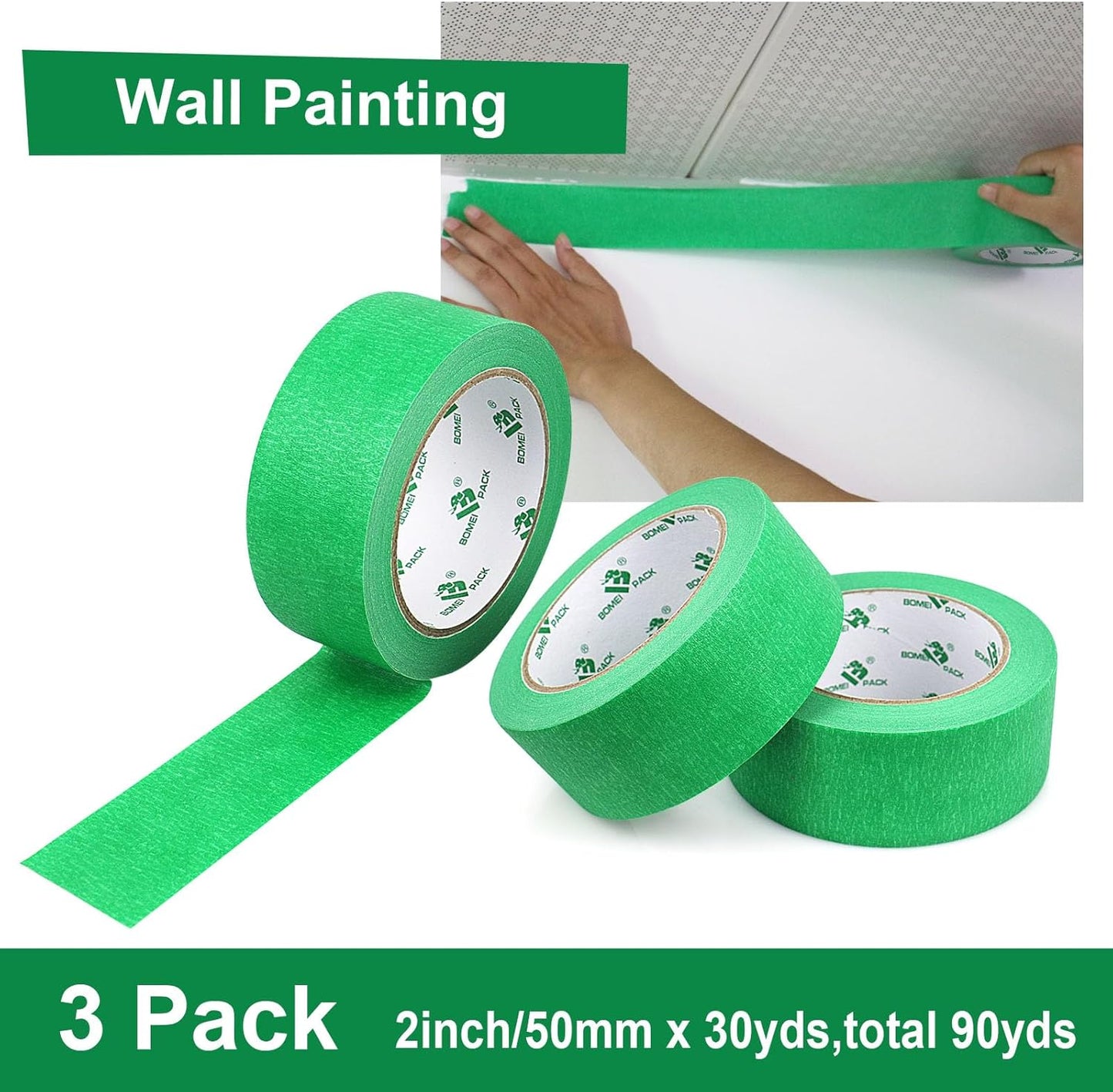 Paquete 3 Cintas Adhesivas Pintura 2pulg x30yd Limpia Hogar Oficina