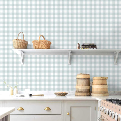 Papel tapiz cuadros azules gingham autoadhesivo extraíble