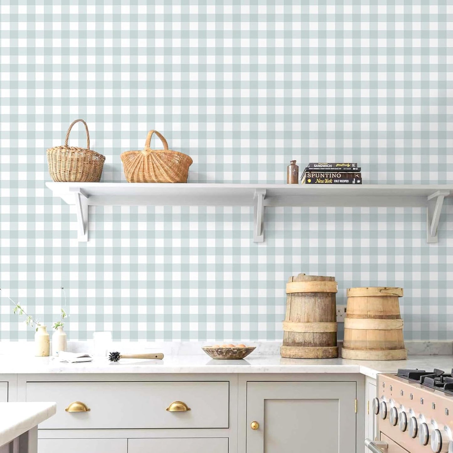 Papel tapiz cuadros azules gingham autoadhesivo extraíble
