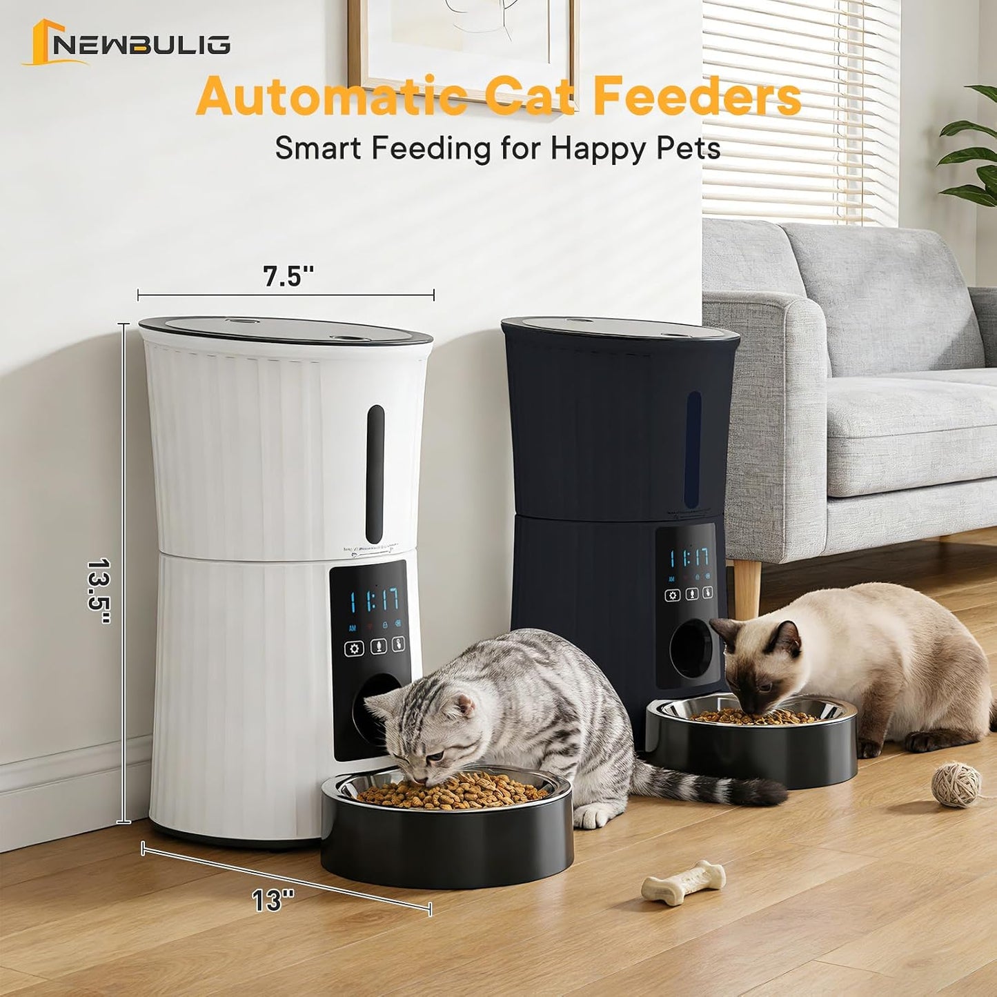 Comedero automático para gatos 4L con grabadora de voz y app