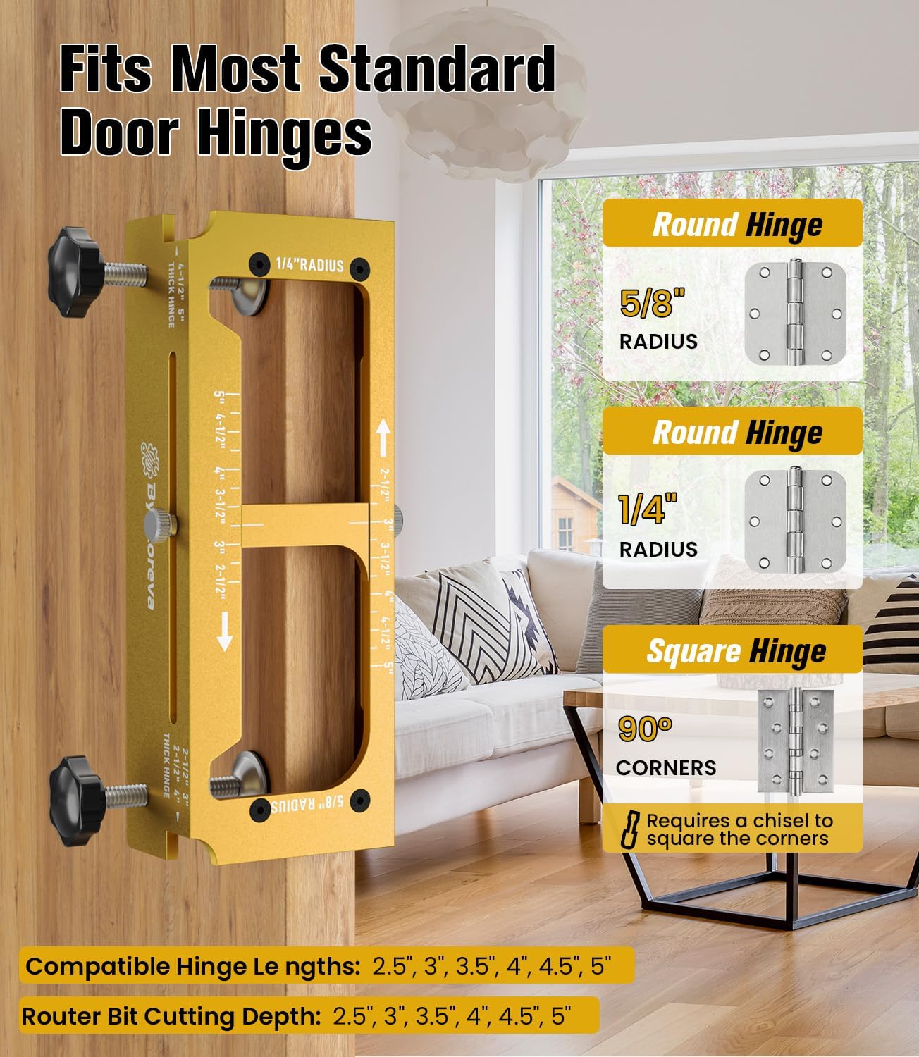 Kit plantilla bisagra puerta aluminio ajustable 2.5-5pulg