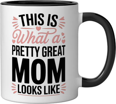 Taza cerámica para mamá Pretty Great Mom con corazón negro y blanco