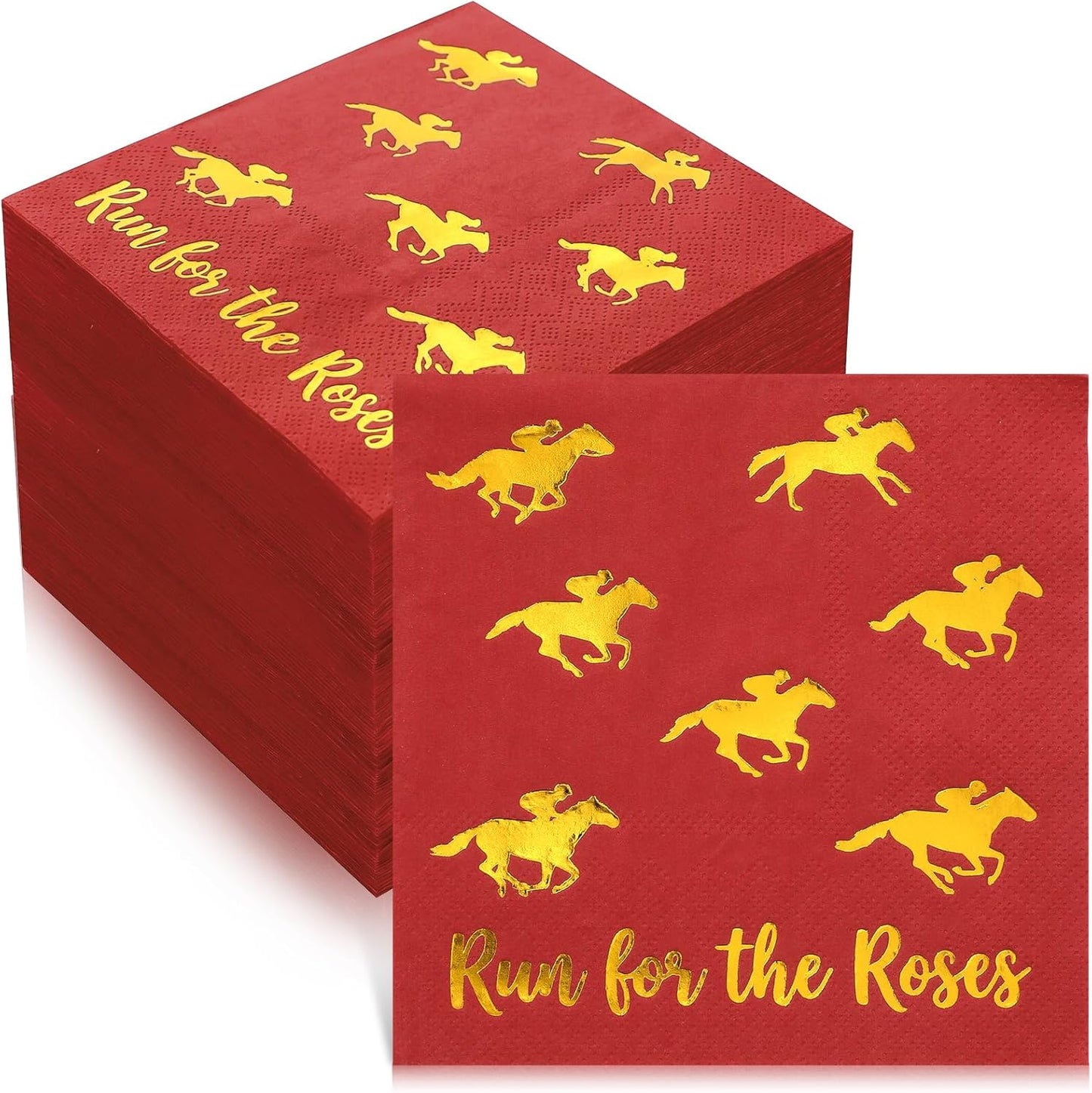 Servilletas de cóctel Derby de caballo 5 x 5 pulgadas dorado desechable