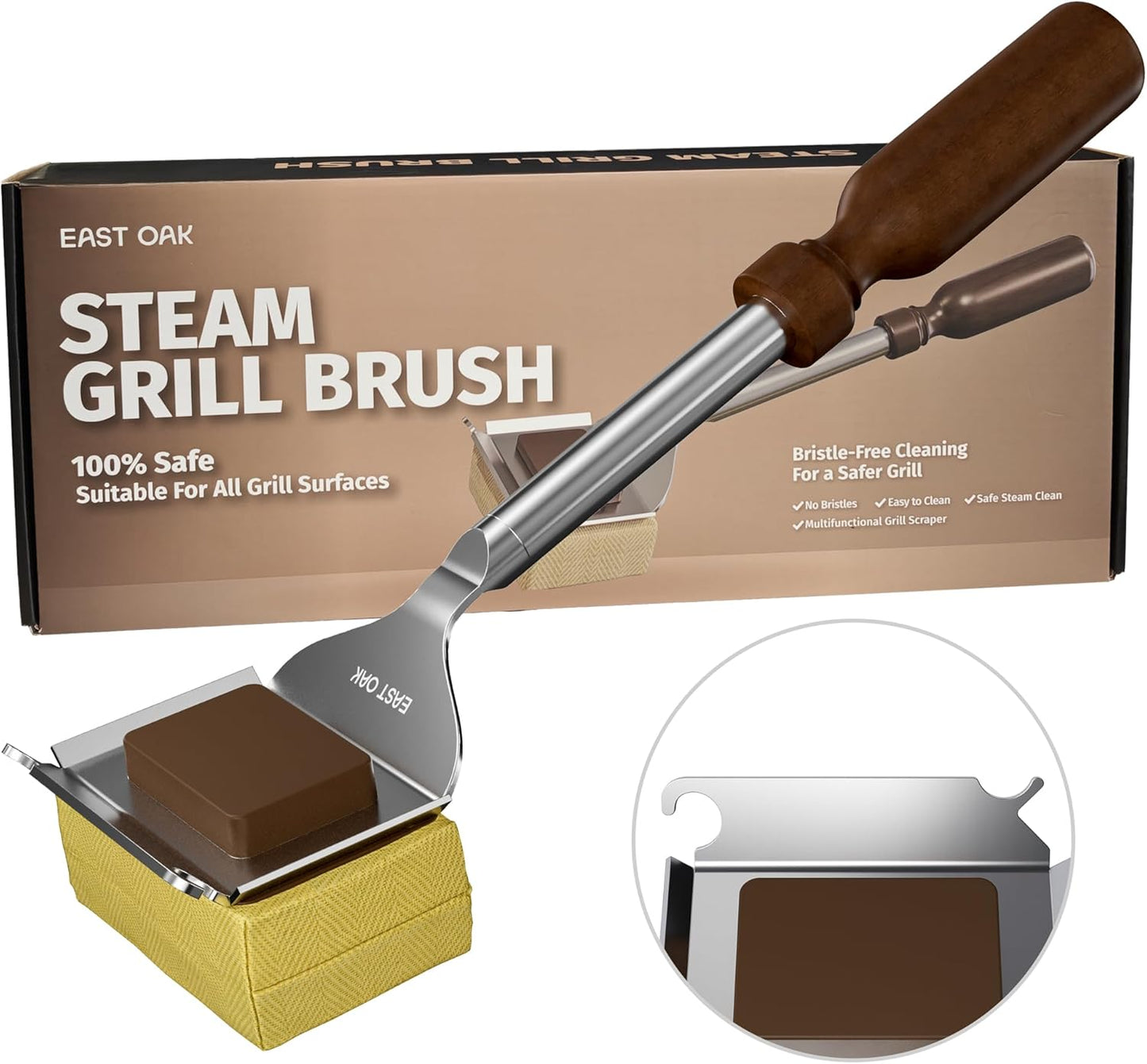 Cepillo parrilla acero inox 0.079pulg esponja aramida 900°F