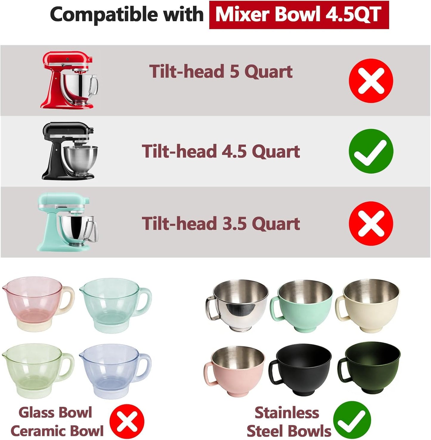 Forros silicona KitchenAid 4.5qt plegables con tapas herméticas