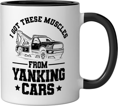 Taza cerámica reposicionador de autos negro/blanco