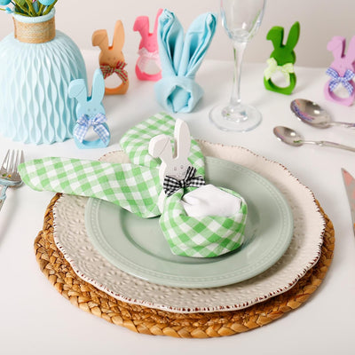 Juego 8 servilleteros conejo Pascua coloridos decoración mesa