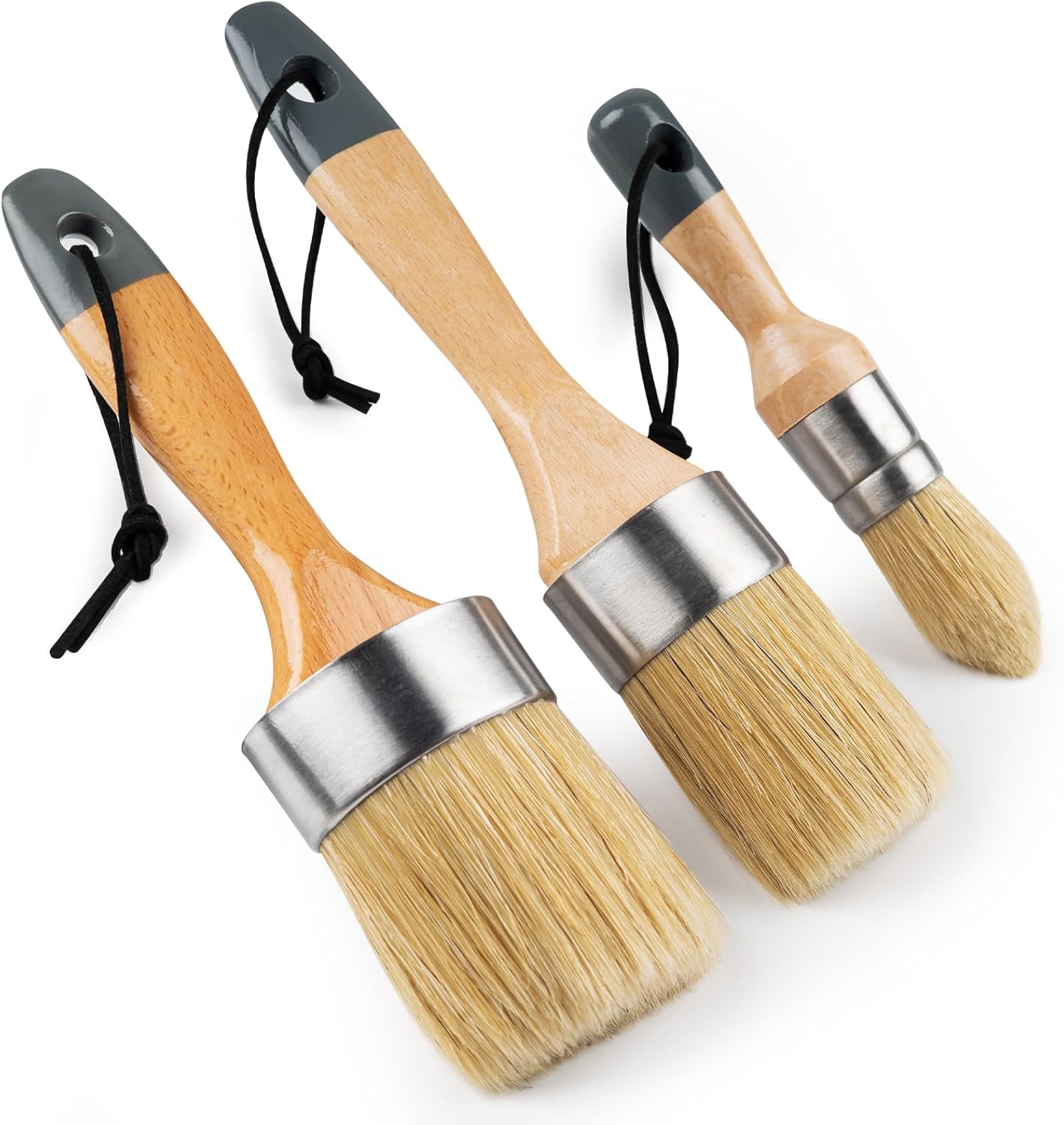 Set 3 pinceles tiza cera redondo cerdas naturales