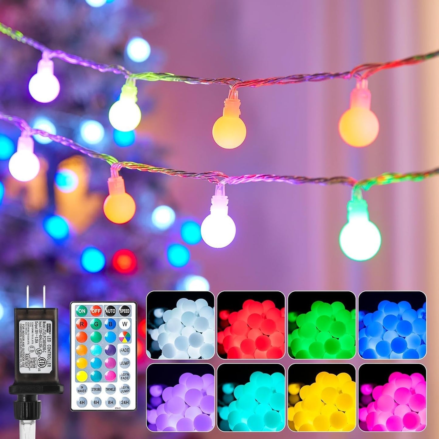 Guirnalda luces globo cambio color 33ft 100LED
