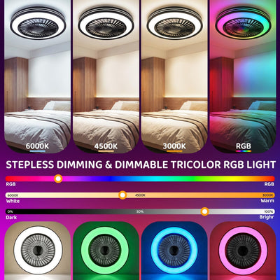 Ventilador techo RGB 20pulg luz control remoto
