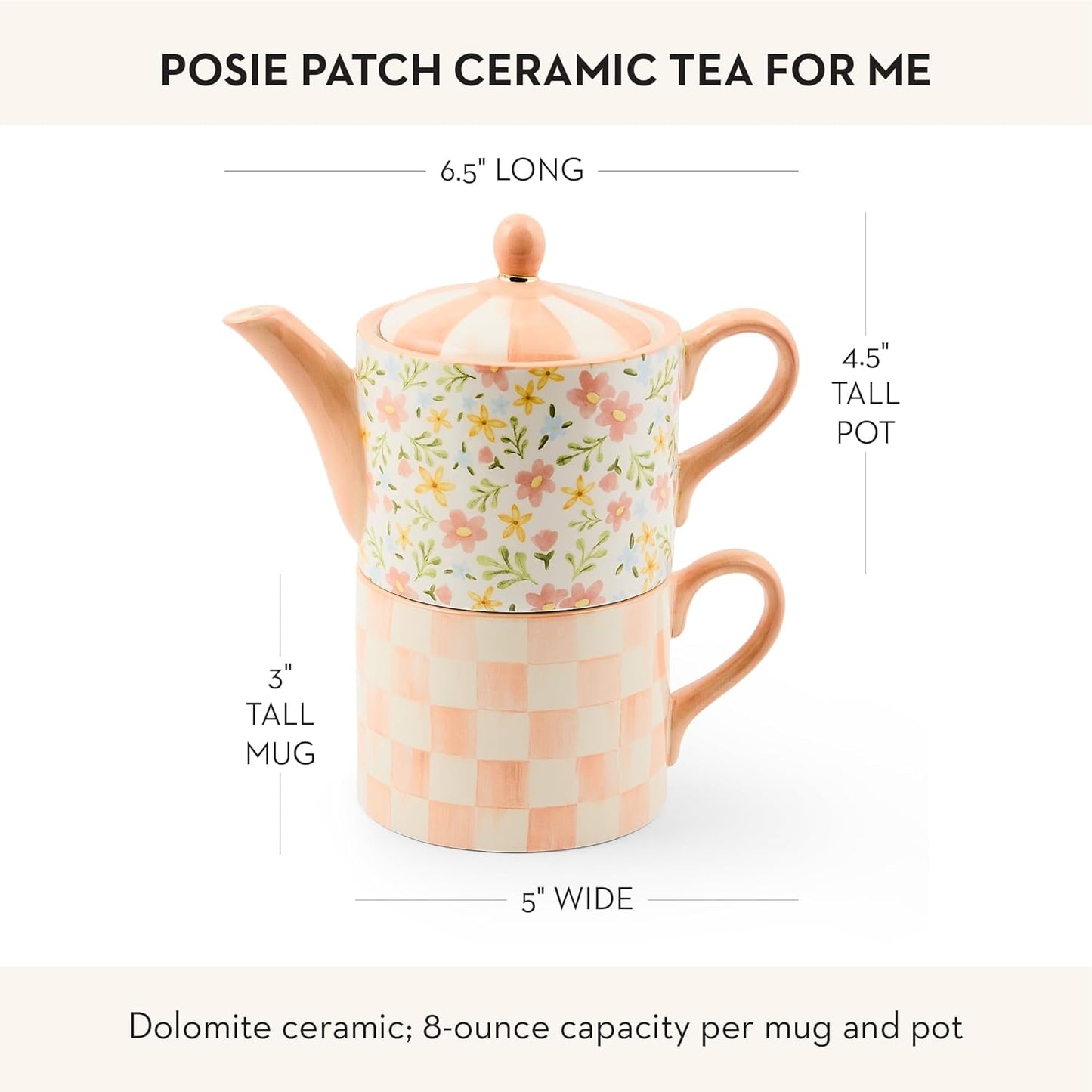 Juego tetera y taza cerámica Posie Patch