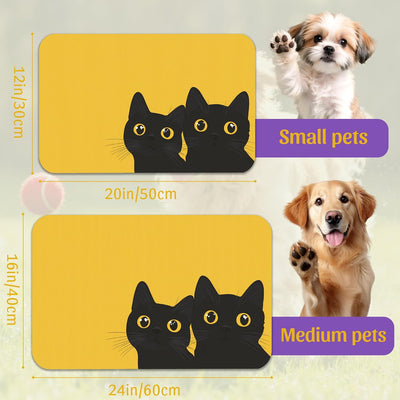 Tapete cuenco mascotas diseño gato negro 12x20pulg antideslizante