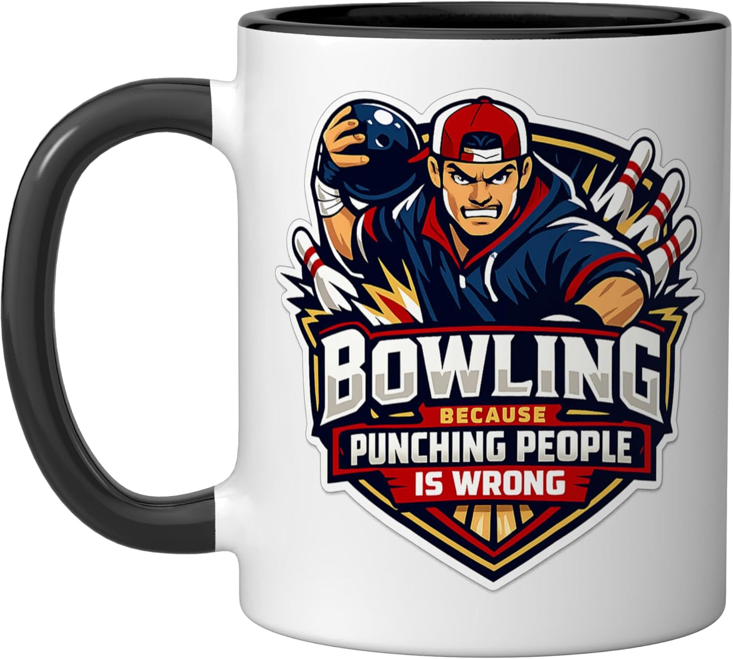 Taza Cerámica con Pinos de Bowling Negro/Blanco