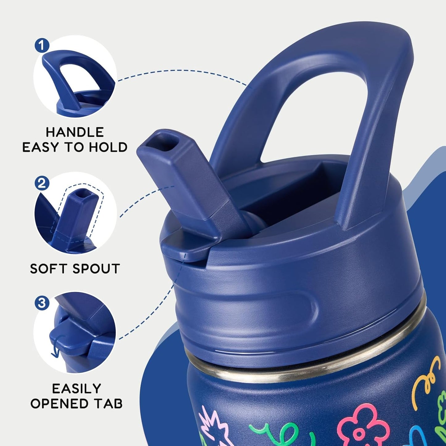 Botella agua acero inox 12oz para escuela sin BPA