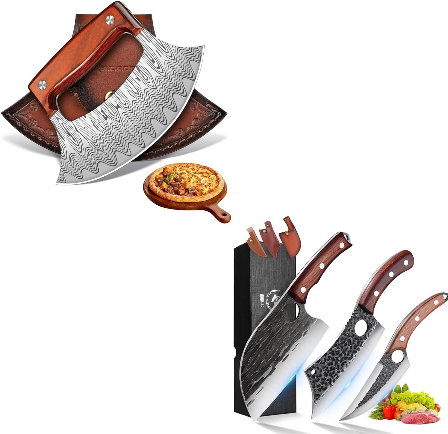 Cuchillo de pizza ROCOCO con set de cuchillos de cocina multifunción