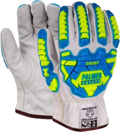 Guantes trabajo resist. cortes PS360 ANSI A7 piel cabra TPR visible
