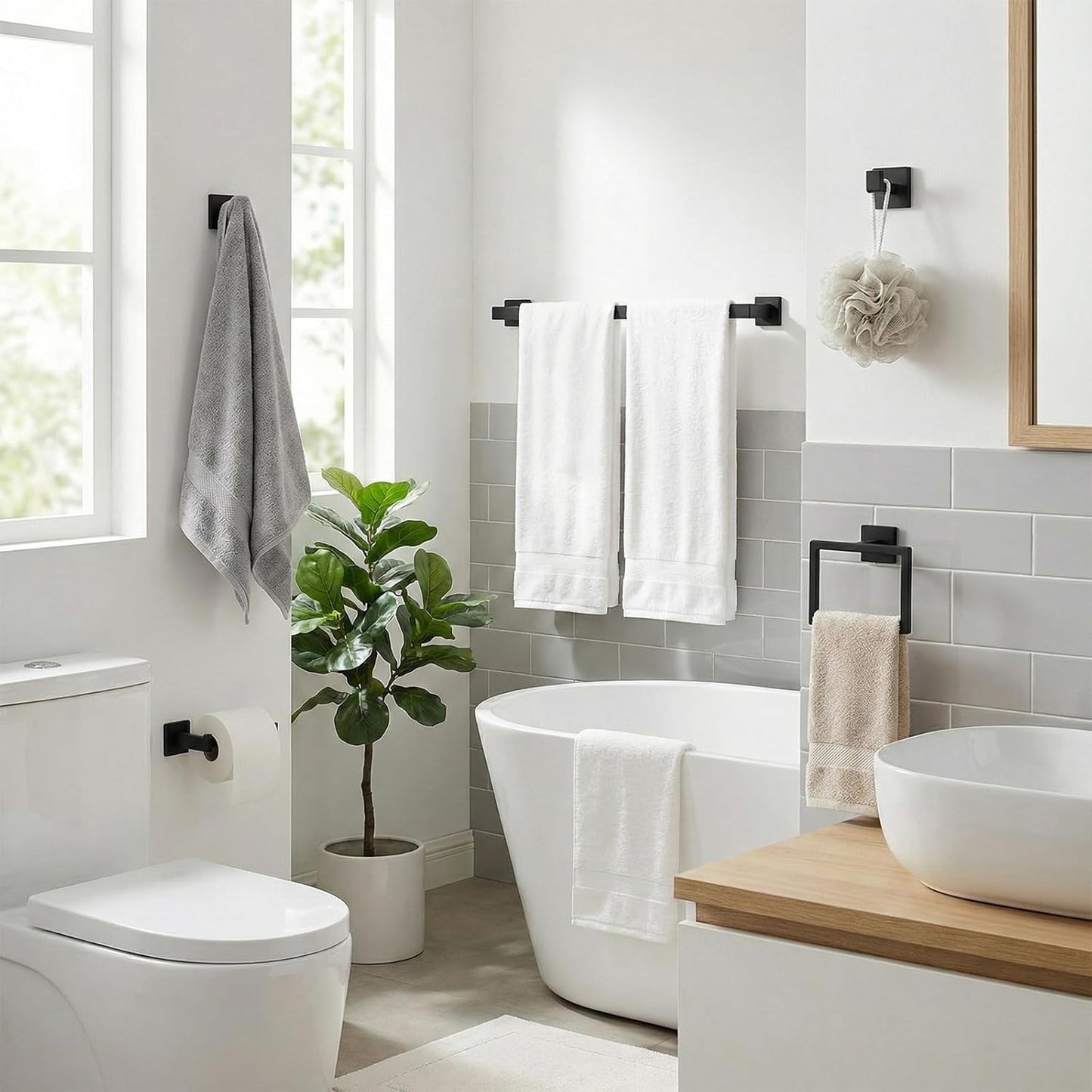 Juego 5 accesorios baño acero inox 24pulg
