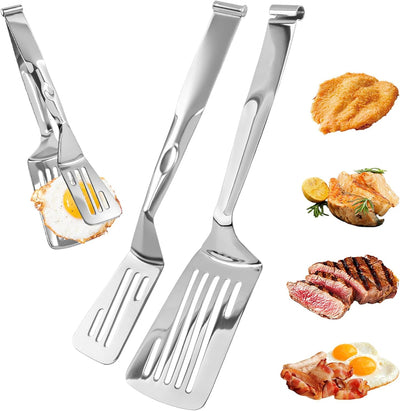 Pinzas acero inox versátiles con espátula doble cara