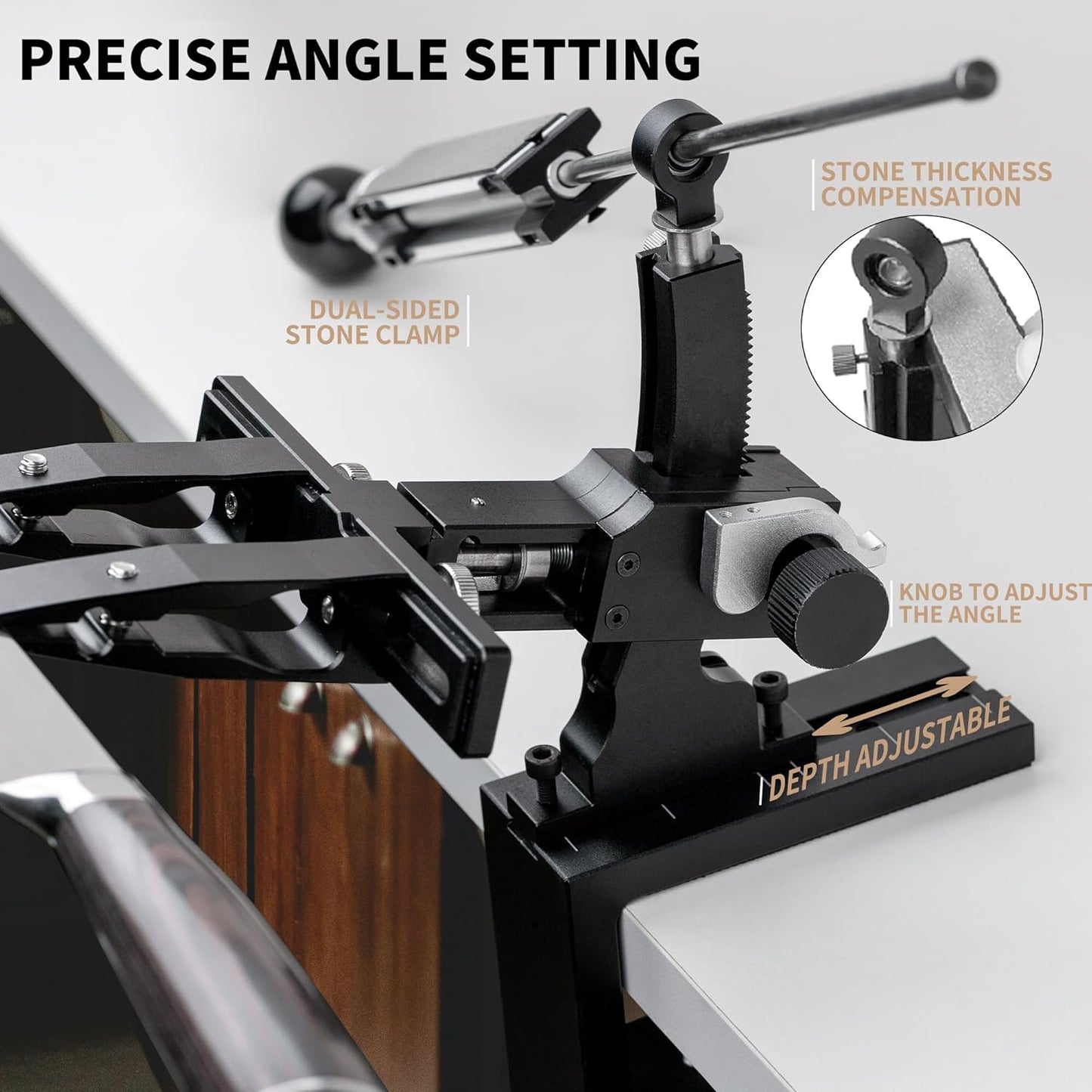 Sistema afilado cuchillos ajuste 9-25° aluminio CNC con clip 360°