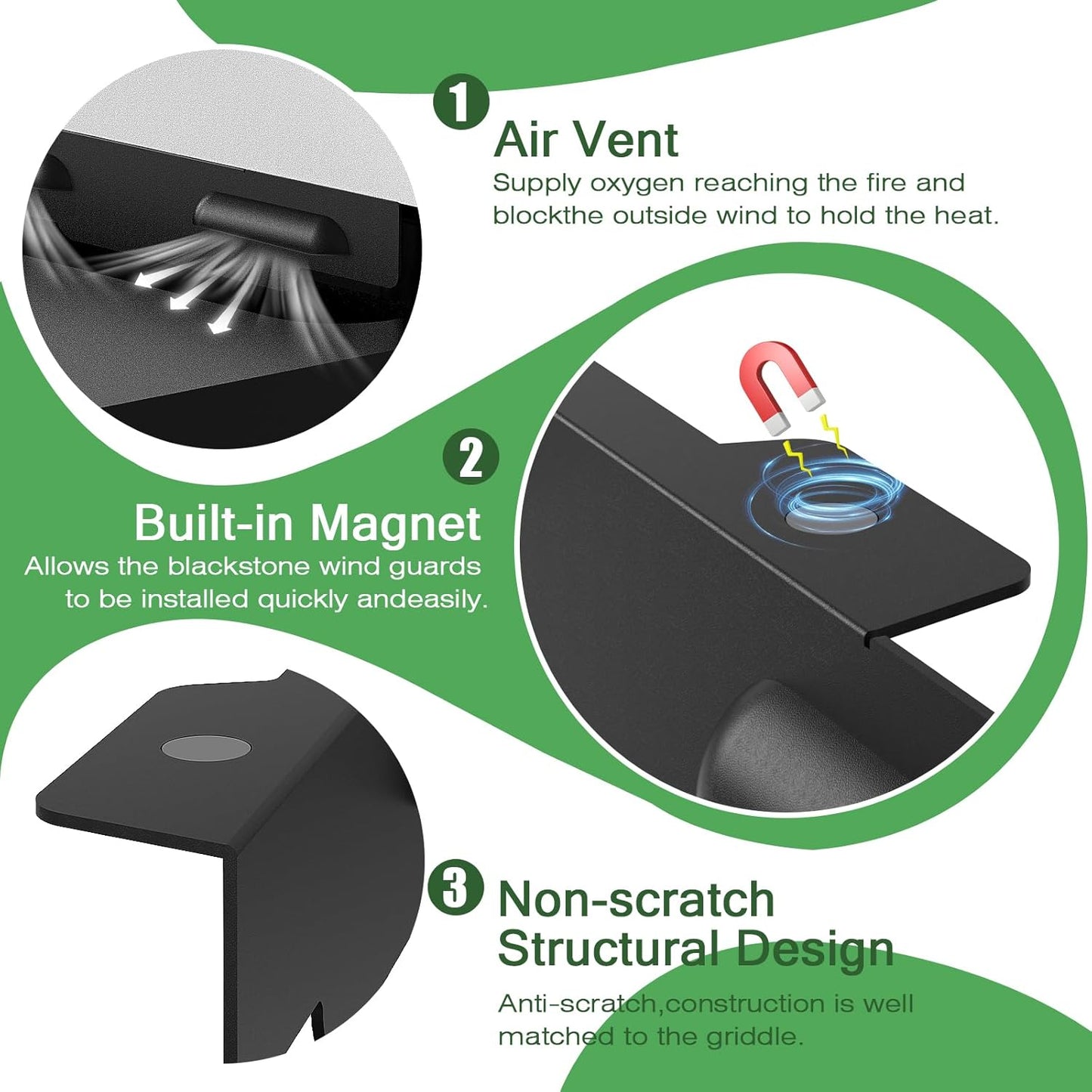 Protectores viento magnéticos Blackstone 22pulg acero inox
