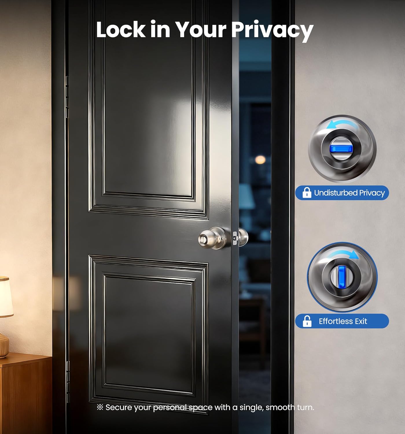 Pomo puerta con llave níquel cepillado seguridad interior exterior