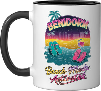 Taza cerámica Benidorm Beach Vacation Trips Negro/Blanco