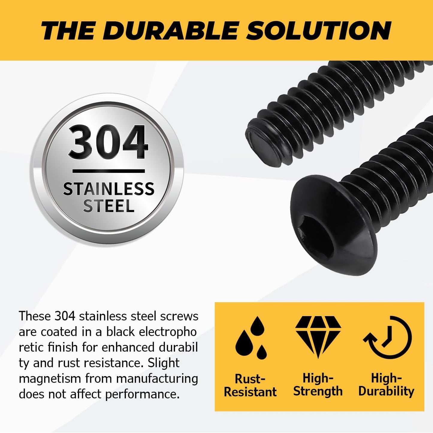 Pack 100 tornillos acero inox 304 negro con llave