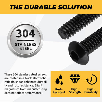Pack 100 tornillos acero inox 304 negro con llave